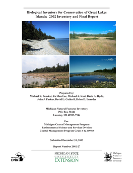 Biological Inventory for Conservation of Great Lakes Islands: 2002 Inventory and Final Report