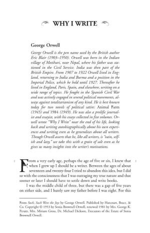 George Orwell, "Why I Write"