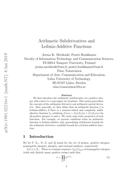 Arithmetic Subderivatives and Leibniz-Additive Functions