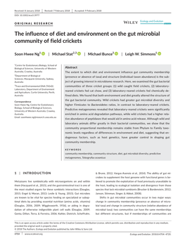 The Influence of Diet and Environment on the Gut Microbial Community of Field Crickets
