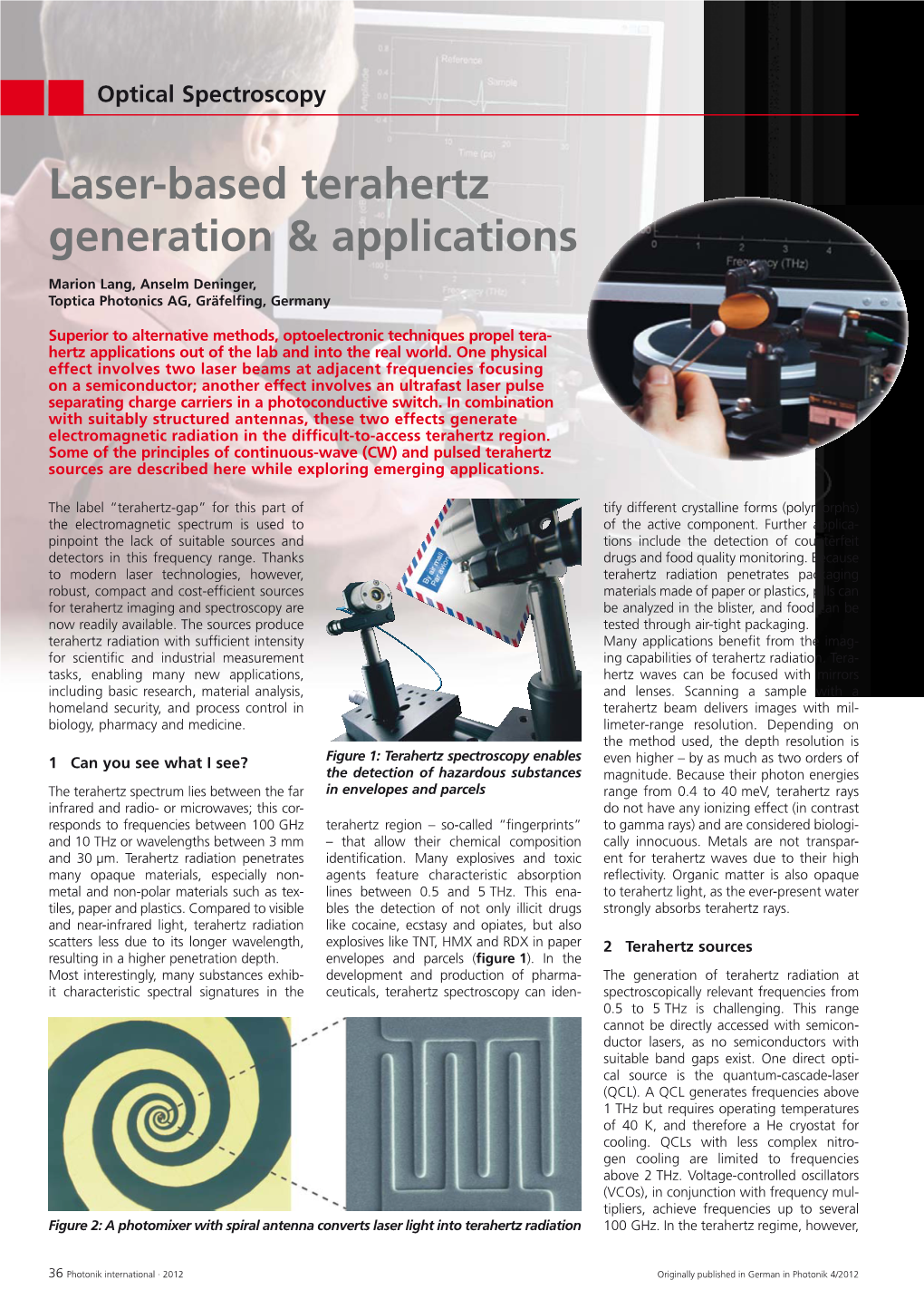 Laser-Based Terahertz Generation & Applications