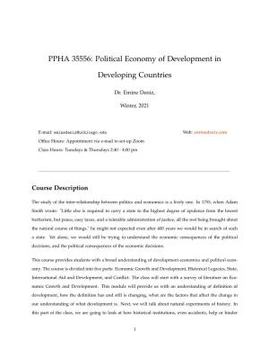 PPHA 35556: Political Economy of Development in Developing Countries