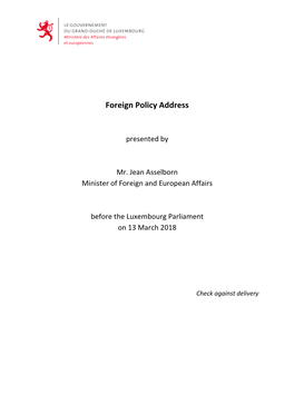 Foreign Policy Address