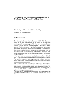 1. Economic and Security Institution Building in Northeast Asia: an Analytical Overview