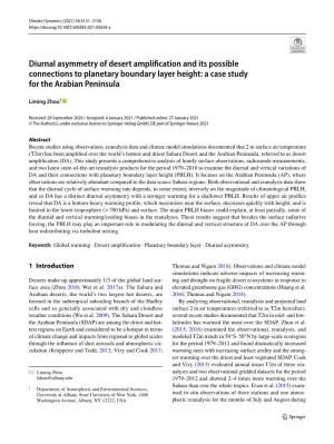 Diurnal Asymmetry of Desert Amplification and Its Possible