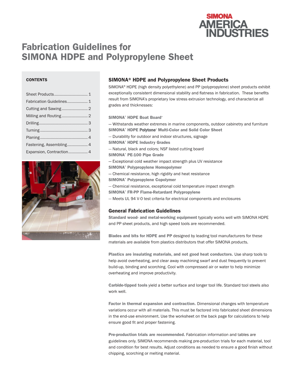 Fabrication Guidelines for SIMONA HDPE and Polypropylene Sheet