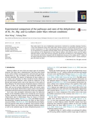 And Ca-Sulfates Under Mars Relevant Conditions ⇑ Alian Wang , Yuhang Zhou