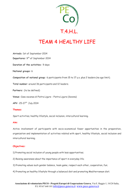 T.4.H.L. Team 4 Healthy Life