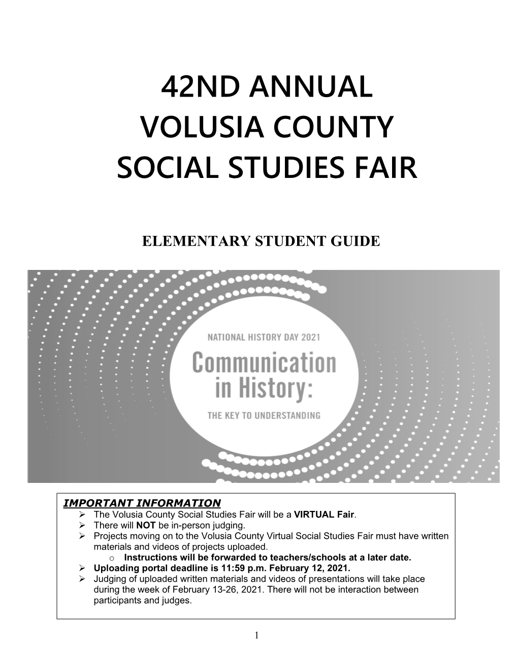 42Nd Annual Volusia County Social Studies Fair