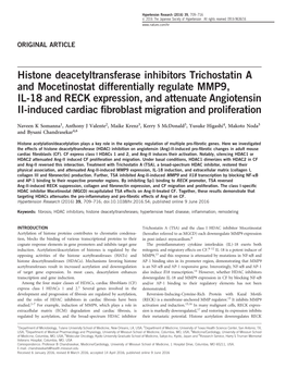 Histone Deacetyltransferase Inhibitors Trichostatin a and Mocetinostat