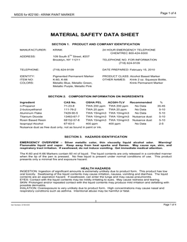 MSDS for #22180 - KRINK PAINT MARKER Page 1 of 4