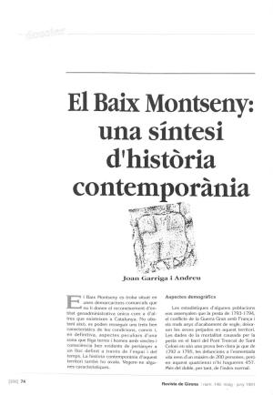 El Baix Montseny: Una Síntesi D'historia Contemporánia