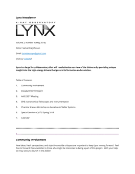 Lynx Newsletter Community Involvement
