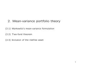 2. Mean-Variance Portfolio Theory