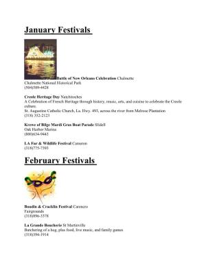January Festivals February Festivals