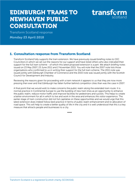 Edinburgh Trams to Newhaven -- Transform Scotland Response -- 2018-04-23.Pages