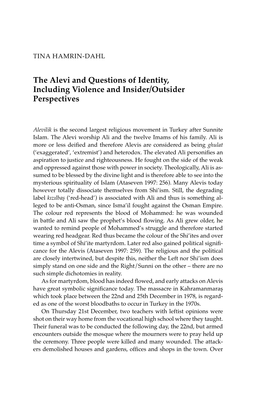 The Alevi and Questions of Identity, Including Violence and Insider/Outsider Perspectives