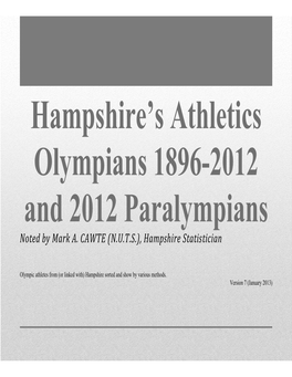 Hampshire's Athletics Olympians 1896-2012 and 2012 Paralympians