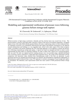 Modelling and Experimental Verification of Pressure Wave Following Gaseous Helium Storage Tank Rupture