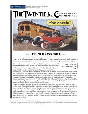The Automobile in the 1920S: Collected Commentary