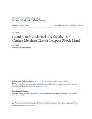 Gentility and Gender Roles Within the 18Th-Century Merchant Class of Newport, Rhode Island" (2010)