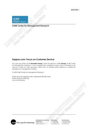 Zappos.Com: Focus on Customer Service