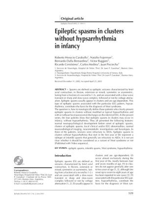 Epileptic Spasms in Clusters Without Hypsarrhythmia in Infancy