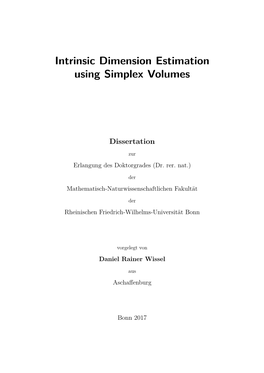 Intrinsic Dimension Estimation Using Simplex Volumes