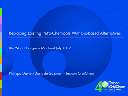 Replacing Existing Petro-Chemicals with Bio-Based Alternatives