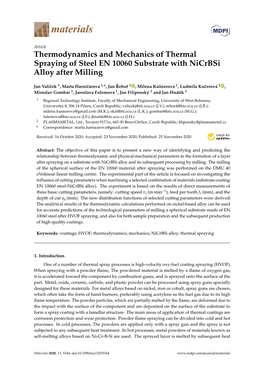 Thermodynamics and Mechanics of Thermal Spraying of Steel EN 10060 Substrate with Nicrbsi Alloy After Milling