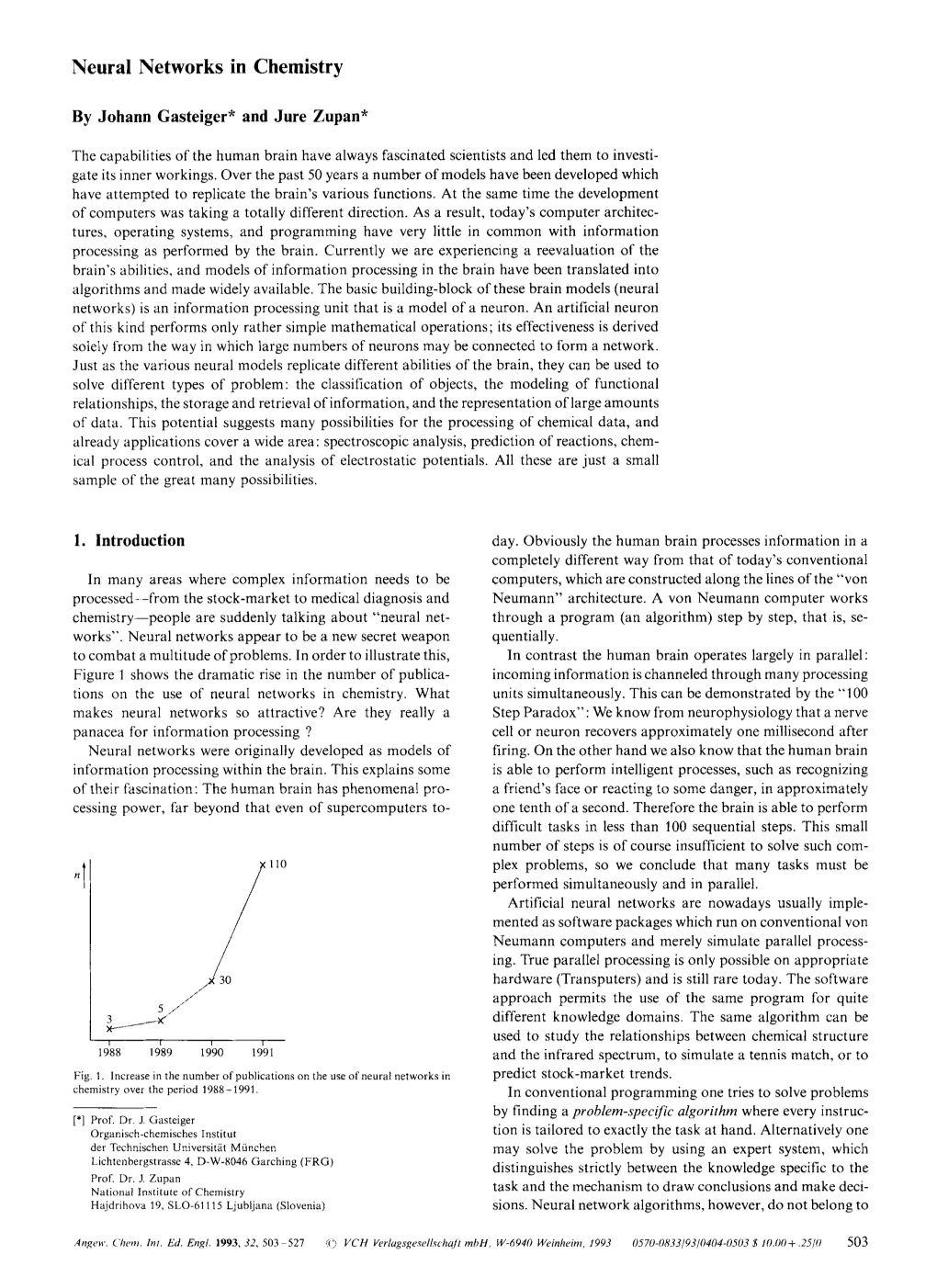 Neural Networks in Chemistry