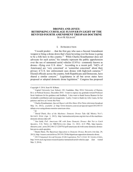 Drones and Jones: Rethinking Curtilage Flyover in Light of the Revived Fourth Amendment Trespass Doctrine Sean M