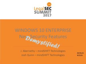 WINDOWS 10 ENTERPRISE New Security Features