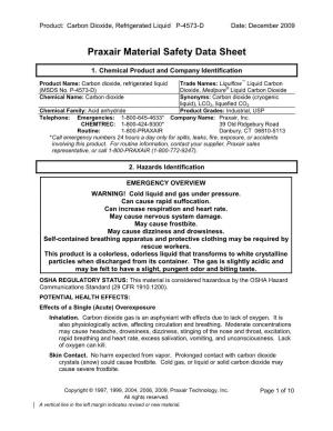 Liquid Carbon Dioxide (CO2) SDS (Safety Data Sheet) P-4573-D