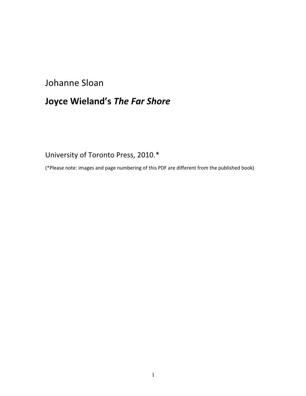 Joyce Wieland's the Far Shore