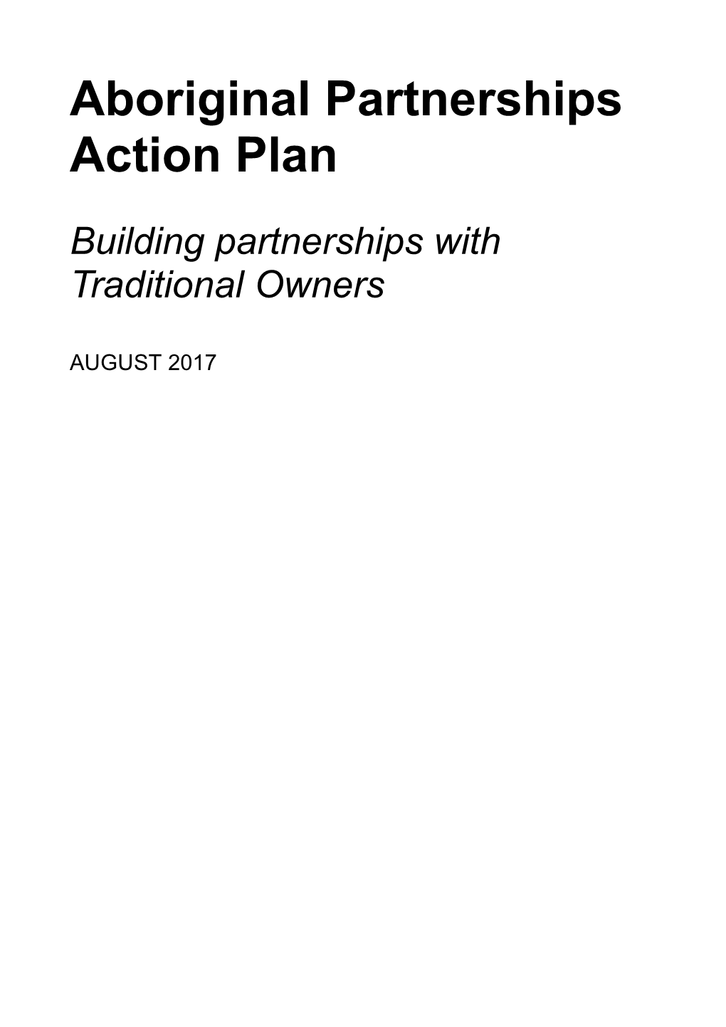 923 - Aboriginal Partnerships Action Plan 2017