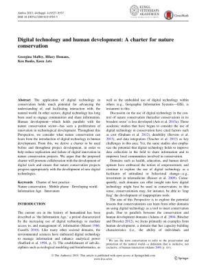 Digital Technology and Human Development: a Charter for Nature Conservation