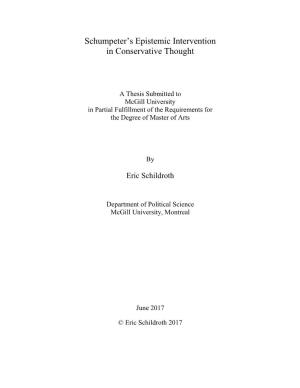 Schumpeter's Epistemic Intervention in Conservative Thought