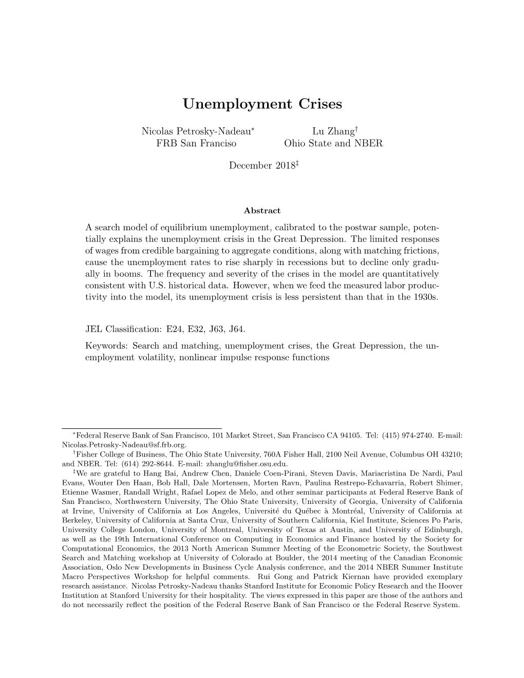 Unemployment Crises