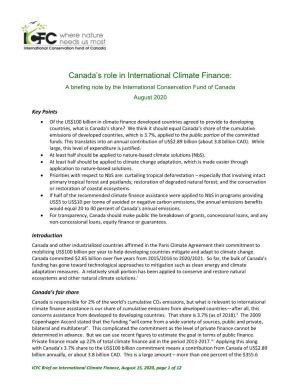 Canada's Role in International Climate Finance