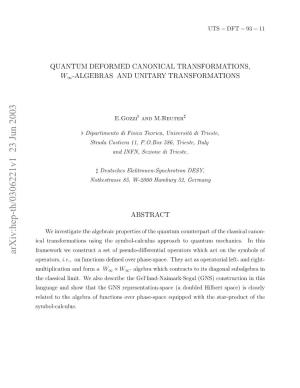 Quantum Deformed Canonical Transformations, W {\Infty