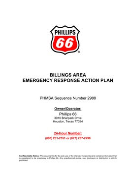 Billings Area Emergency Response Action Plan
