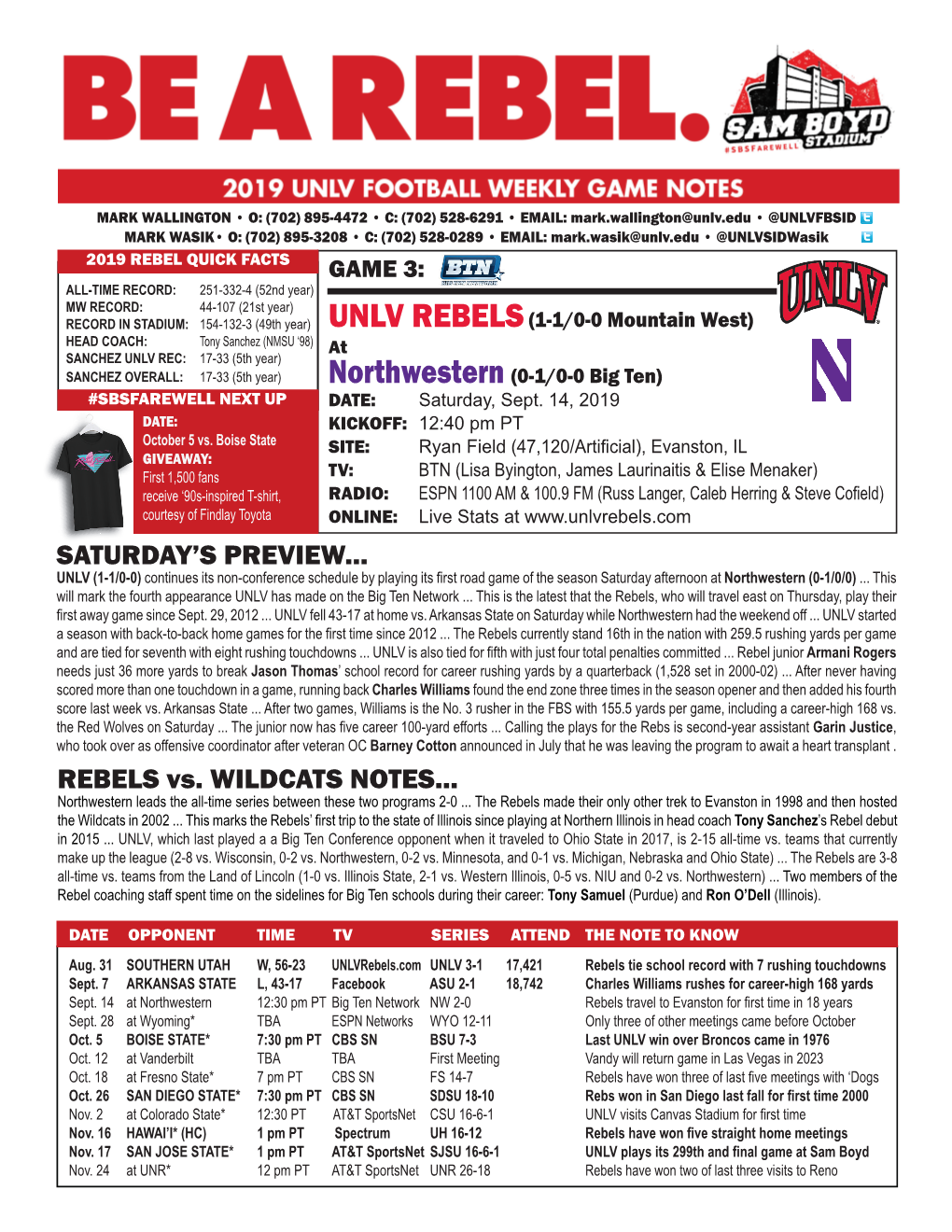 UNLV FB Week 3 at Northwestern.Indd