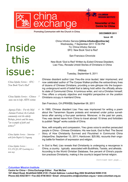 CHINAEXCHANGE-DECEMBER 2011, ISSUE No. 45