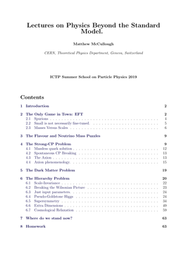 Lectures on Physics Beyond the Standard Model