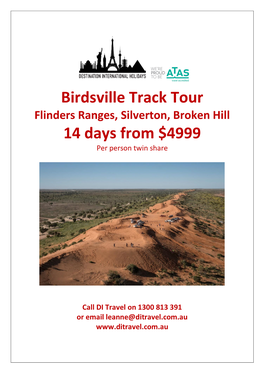 Birdsville Track Tour 14 Days from $4999