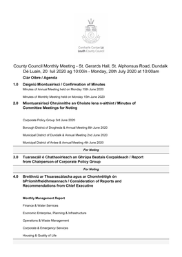 County Council Monthly Meeting (20/07/2020)