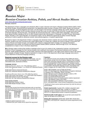 Russian Major Bosnian-Croatian-Serbian, Polish, and Slovak Studies Minors Revised: 05/2019