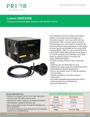 Lumen 200S/220S Fluorescence Illumination Systems with Shutter Control