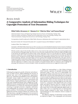 A Comparative Analysis of Information Hiding Techniques for Copyright Protection of Text Documents